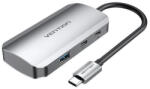 Vention USB-C -> USB3.0x3/SD/TF/PD (0, 15m Szürke Aluminum Ötvözet), Hub (TNHHB)
