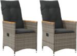 vidaXL 2 db szürke polyrattan dönthető kerti szék párnákkal (365651)