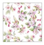 Szalvéta 25x25cm 20db/csomag Spring blossom white, Tavaszi fehér virág