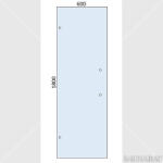  SAUNABAU üveglap szaunaajtókhoz 1800x600x8mm, víztiszta, 2 db. függőleges fogantyú furattal (T0502-058)