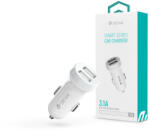 DEVIA 2xUSB szivargyújtó töltő adapter - 15W - Devia Smart Series Car Charger - fehér
