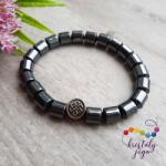 Kristály Jóga Shop Hordó hematit 8 mm-es ásvány karkötő, végtelen csomóval