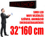 Ledfalshop Kültéri fényújság (32x160 cm) - Sárga - P10