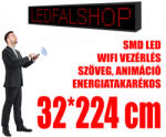 Ledfalshop Kültéri fényújság (32x224 cm) - Piros - P10