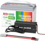 RED ODO RedOdo 12V 100Ah LiFePO4 akku+töltő 10A gyorstöltő (REDO_100Ah12B_20ACH)