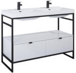 AREZZO design Alsó szekrény, AREZZO design NEBO alsószekrény 120 cm-es, 2 fiókkal, fényes fehér, matt fekete (2 - zuhanykabin