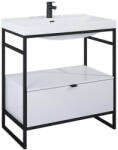 AREZZO design Alsó szekrény, AREZZO design NEBO alsószekrény 80 cm-es, 1 fiókkal, fényes fehér, matt fekete (2 - zuhanykabin