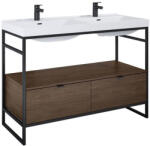 AREZZO design Alsó szekrény, AREZZO design NEBO alsószekrény 120 cm-es, 2 fiókkal, Lincoln dió, matt fekete (2 - zuhanykabin