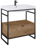 AREZZO design Alsó szekrény, AREZZO design NEBO alsószekrény 80 cm-es, 1 fiókkal, canela tölgy, matt fekete (2 - zuhanykabin