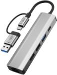 Tech-Protect Cablu de date TECH-PROTECT HB03, USB/USB-C - 2x USB 2.0, 1x USB 3.0, 1x USB-C, 1x RJ45, Gri (5906302360567)