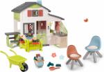 Smoby Setul căsuță Prietenilor cu grădină din față și loc de relaxare Friends House Life Smoby extensibil cu bucătărie cu 2 scaune și roabă cu set de găleată (SM810250-A2) Casuta pentru copii