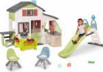 Smoby Set casuța Prietenilor cu curte în față și tobogan de 2 metri Friends House Life Smoby extensibilă cu fântână cu jet de apă și bucătărie cu 2 scaune pentru copii KidChair (SM810250-A5) Casuta pentru copii