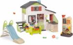 Smoby Set Casă a prietenilor cu curte din față și tobogan de 1, 5 m cu jocuri cu apă Friends House Life Smoby extensibil cu bucătărie și perete de joacă sportiv (SM810250-A3) Casuta pentru copii