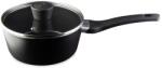 MasterChef Cratita MasterChef cu capac de sticla, oale de gatit cu inductie de 20 cm, oala pentru paste, oala pentru supa, cratita din aluminiu negru, acoperita, inductie pentru oala, tigai potrivite pentru toat