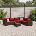 vidaXL 7 részes barna polyrattan kerti ülőgarnitúra párnákkal (3308149)
