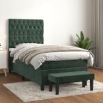 vidaXL sötétzöld bársony rugós ágy matraccal 100 x 200 cm (3138010)