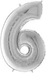  Héliumos fólia lufi, 6-os szám, 65 cm, ezüst - delfinbuvar