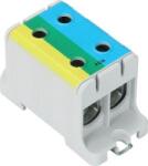 Tracon Electric Főáramköri leágazó kapocs, sínre szerelhető, kék-zöld-sárga 16-95mm2, max. 1000VAC/1500VDC, max. 245A (FLEAL-95-2KZS)