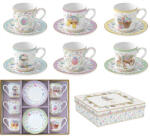 Easy Life Porcelán eszpresszócsésze+alj 6 személyes, 100ml, dobozban, Coffee Mania, Spring Bloom (126SPBL)