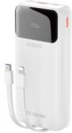 Dudao K15Pro Powerbank 20000mAh 22.5W PD USB-C és USB-A porttal, beépített Lightning és USB-C kábelekkel - fehér