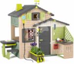 Smoby Casă Prietenilor cu ghiveci de flori în nuanțe naturale Friends House Evo Playhouse Life Smoby extensibil cu set meteorologic inclus (SM810251-2H) Casuta pentru copii