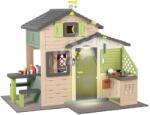 Smoby Căsuța Prietenilor cu zonă de ședere sub stația meteorologică Friends House Evo Playhouse Life Smoby cu podea și lampă în nuanțe naturale, extensibilă pentru joacă (SM810251-2G) Casuta pentru copii
