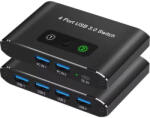  USB 3.0 kapcsoló, 4 portos USB KVM kapcsoló 2 számítógéphez, 4 eszköz megosztása