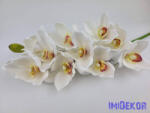  Polifoam cymbidium 10+2v orchidea élethű ág 75cm - Fehér