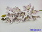  Polifoam cymbidium 10+2v orchidea élethű ág 75cm - Fehér-Lila Cirmos
