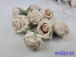  Rózsa szép nyílott selyemvirág fej rózsafej 7 cm - Bézs