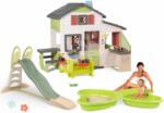 Smoby Căsuță de joacă Prietenilor cu curte din față și tobogan XL de 230-cm Friends House Life Smoby extensibilă cu fântână arteziană și bucătărie cu spațiu pentru nisip (SM810250-A24) Casuta pentru copii