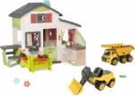 Smoby Set casă prietenilor cu curte și încărcător Friends House Life Smoby expandabil cu roți de cauciuc și autoutilitară basculantă cu bucătărie (SM810250-A23) Casuta pentru copii