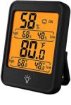  Mobilly Termometru LCD cu higrometru, cu afișaj iluminat, negru (MC41 black)