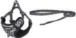  Kutyasétáltató szett póráz+hám kutyának (fekete-fehér) (DOG SET BLACK)