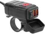  Vízálló töltő kormányfeszültség-monitorral, 2x USB, QuickCharge 3.0