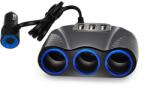  Mobilly szivargyújtó elosztó 3xCL 120W, 3x USB 3, 1A töltővel, kábellel (XXX)
