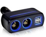  Mobilly szivargyújtó elosztó, 2X USB, 80W, megvilágított CL kimenetek (XXX)
