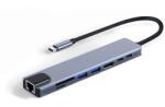  USB-C HUB 8in1 (PD 100W, HDMI, RJ45, 2x USB-A, 1x USB-C, kártyaolvasó) (XXX)