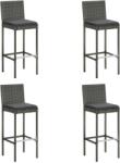 vidaXL 4 db szürke polyrattan kerti bárszék párnával (316671)