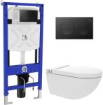 Major&Maker Royal + Coral Black mosó funkcióval ellátott wc, szerelő kerettel és öblítő gombbal függő perem nélkül fehér I65S200302B (I65S200302B)