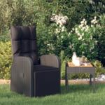 vidaXL fekete polyrattan dönthető kerti szék párnával (319546) - vidaxl