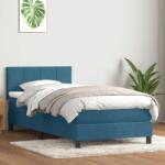 vidaXL sötétkék bársony rugós ágy matraccal 90x220 cm (3316243)