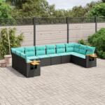 vidaXL 10 részes fekete polyrattan kerti ülőgarnitúra párnával (3227163)