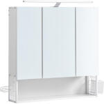 VASAGLE Fali tükrös 3 ajtós fürdőszoba szekrény, fehér 15x70x70cm (BBK124W14) - deco24