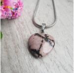 Kristály Jóga Shop Rodonit szív medál, nemesacél láncon