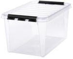 SMARTSTORE Műanyag tárolódoboz, 47 liter, fekete fogantyúkkal, SMARTSTORE "Classic 45", átlátszó (3476070) - bestoffice