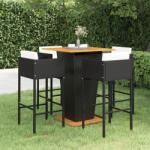 vidaXL Set mobilier bar de grădină cu perne, 5 piese, negru, poliratan (3094804) - comfy