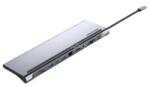 Vention USB-C -> HDMI/VGA/USB-C Gen 1/USB 3.0x2/USB 2.0/RJ45/SD/TF/TRRS 3.5mm/PD 0, 25m (11 az 1-ben, szürke, fémszerű), dokkoló (THTHC) (THTHC)
