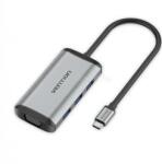 Vention USB-C -> HDMI/VGA/USB3.0*3/PD 0, 15m, (szürke, fémszerű), dokkoló (TGSHB) (TGSHB) - mysoft