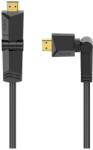 Hama Cablu HDMI Ethernet pivotant Hama 205011, 1.5m, 4K, placat aur (Negru) (Hama 205011)